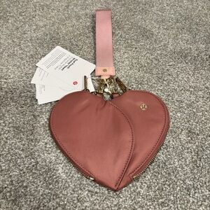 Lululemon Heart-Shaped Pink Dual Pouch Wristlet